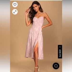 Lulu’s Loveliest Looks Blush Pink Floral Jacquard Tie-Strap Midi Dress